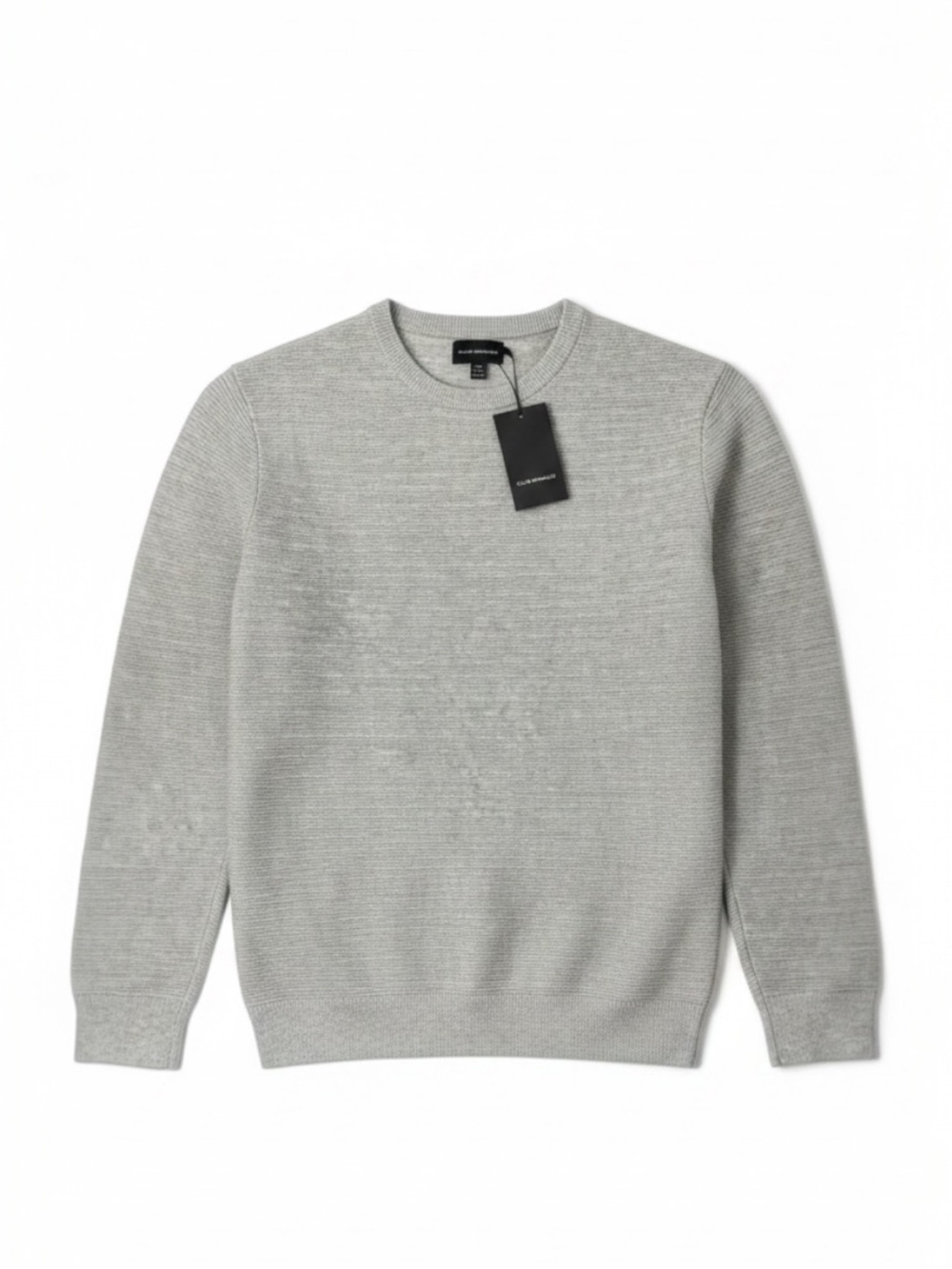 Club Monaco Links Stripe Crewneck Sweater Light Gray Knit Size XS⁠